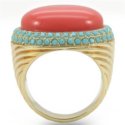 MA0W334 Gold Brass Ring with Semi-Precious in Rose