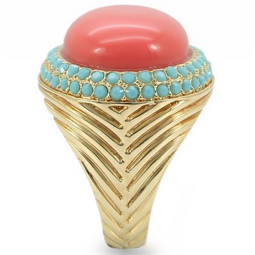 MA0W334 Gold Brass Ring with Semi-Precious in Rose