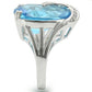 MA0W343 - Rhodium Brass Ring with Synthetic Synthetic Glass in Sea Blue