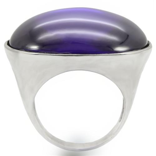 MA0W345 - Rhodium Brass Ring with Genuine Stone  in Amethyst