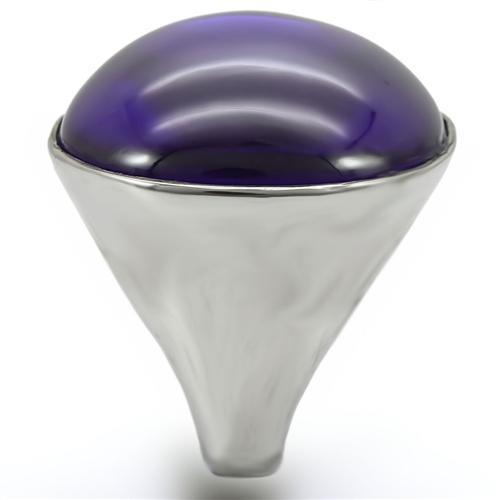 MA0W345 - Rhodium Brass Ring with Genuine Stone  in Amethyst