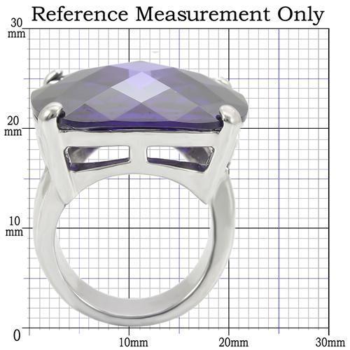 MA0W346 - Rhodium Brass Ring with AAA Grade CZ  in Tanzanite