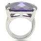 MA0W346 - Rhodium Brass Ring with AAA Grade CZ  in Tanzanite