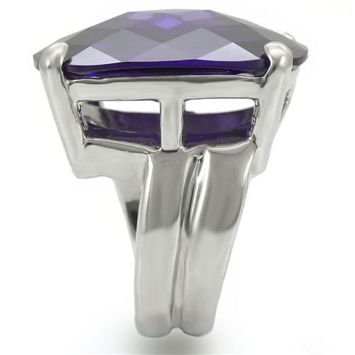 MA0W346 - Rhodium Brass Ring with AAA Grade CZ  in Tanzanite
