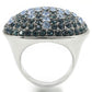 MA0W347 - Rhodium + Ruthenium Brass Ring with Top Grade Crystal  in Light Sapphire