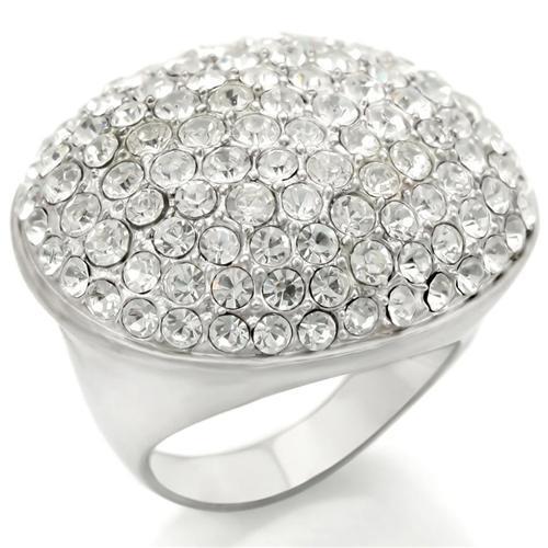 MA0W348 - Rhodium+Brushed Brass Ring with Top Grade Crystal  in Clear