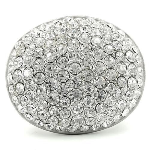 MA0W348 - Rhodium+Brushed Brass Ring with Top Grade Crystal  in Clear