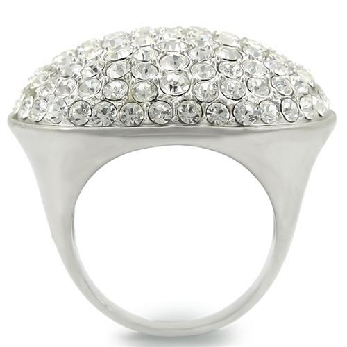 MA0W348 - Rhodium+Brushed Brass Ring with Top Grade Crystal  in Clear