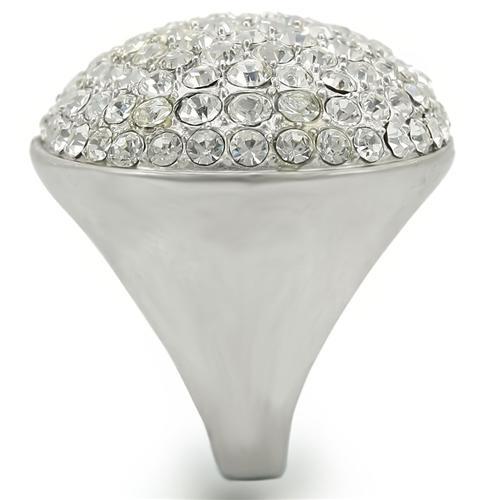 MA0W348 - Rhodium+Brushed Brass Ring with Top Grade Crystal  in Clear