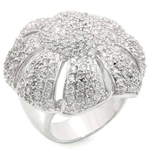 MA0W349 - Rhodium Brass Ring with AAA Grade CZ  in Clear
