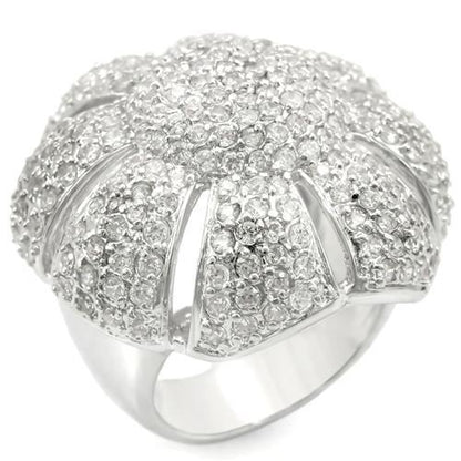 MA0W349 - Rhodium Brass Ring with AAA Grade CZ  in Clear