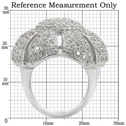 MA0W349 - Rhodium Brass Ring with AAA Grade CZ  in Clear
