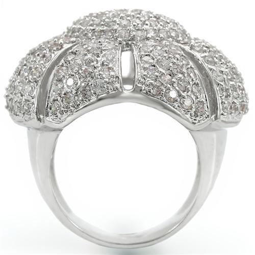 MA0W349 - Rhodium Brass Ring with AAA Grade CZ  in Clear