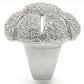 MA0W349 - Rhodium Brass Ring with AAA Grade CZ  in Clear