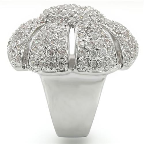 MA0W349 - Rhodium Brass Ring with AAA Grade CZ  in Clear