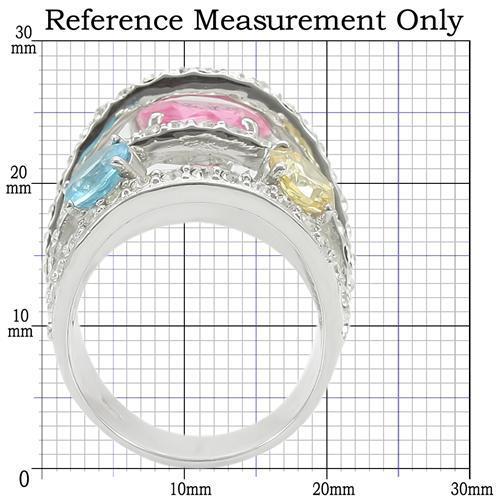MA0W350 - Rhodium Brass Ring with AAA Grade CZ  in Rose