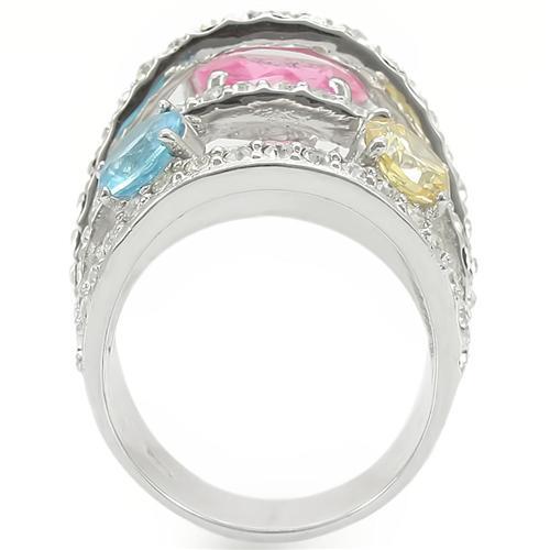 MA0W350 - Rhodium Brass Ring with AAA Grade CZ  in Rose
