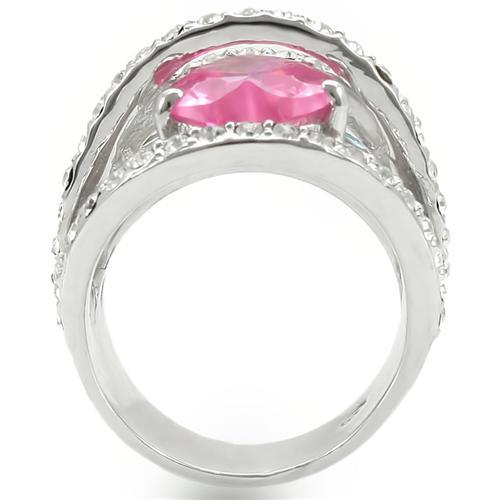 MA0W350 - Rhodium Brass Ring with AAA Grade CZ  in Rose