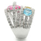 MA0W350 - Rhodium Brass Ring with AAA Grade CZ  in Rose
