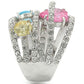 MA0W350 - Rhodium Brass Ring with AAA Grade CZ  in Rose