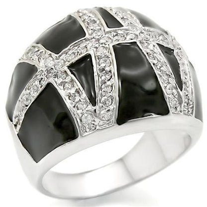 MA0W355 - Rhodium Brass Ring with AAA Grade CZ  in Clear