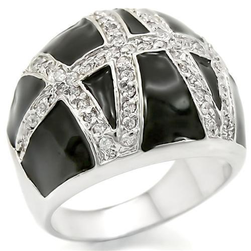 MA0W355 - Rhodium Brass Ring with AAA Grade CZ  in Clear