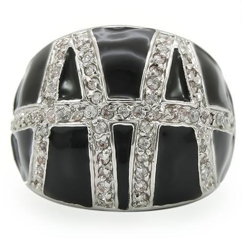 MA0W355 - Rhodium Brass Ring with AAA Grade CZ  in Clear