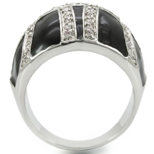MA0W355 - Rhodium Brass Ring with AAA Grade CZ  in Clear