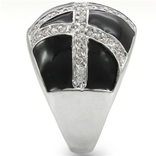 MA0W355 - Rhodium Brass Ring with AAA Grade CZ  in Clear