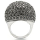 MA0W362 - Rhodium + Ruthenium Brass Ring with AAA Grade CZ  in Jet