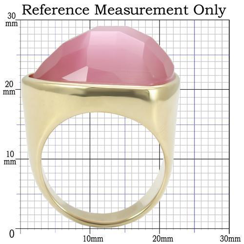 MA0W364 - Gold Brass Ring with Semi-Precious Cat Eye in Light Rose