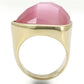 MA0W364 - Gold Brass Ring with Semi-Precious Cat Eye in Light Rose