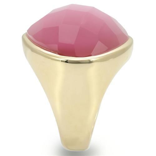 MA0W364 - Gold Brass Ring with Semi-Precious Cat Eye in Light Rose
