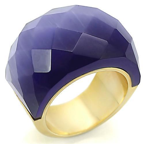 MA0W366 - Gold Brass Ring with Semi-Precious Cat Eye in Montana