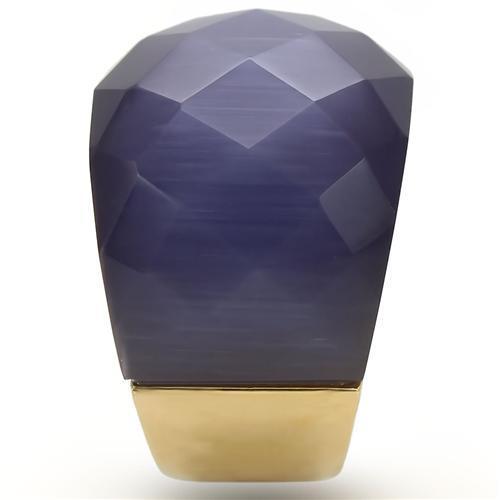 MA0W366 - Gold Brass Ring with Semi-Precious Cat Eye in Montana