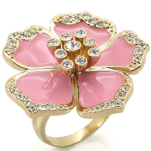 MA0W376 - Gold Brass Ring with Top Grade Crystal  in Clear