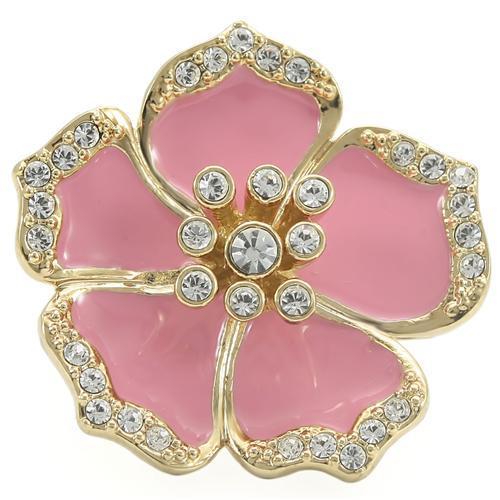MA0W376 - Gold Brass Ring with Top Grade Crystal  in Clear