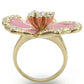 MA0W376 - Gold Brass Ring with Top Grade Crystal  in Clear