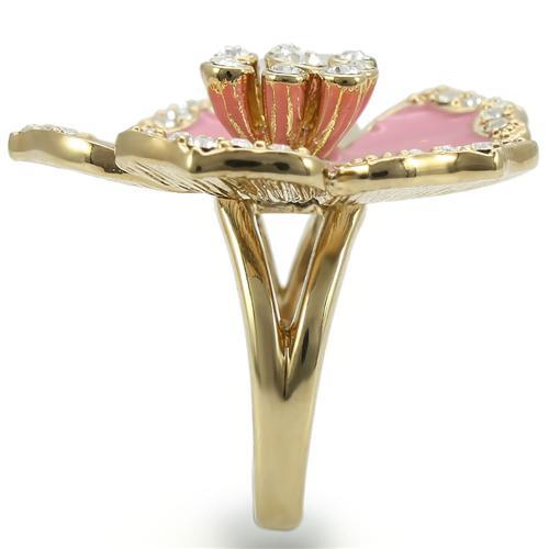 MA0W376 - Gold Brass Ring with Top Grade Crystal  in Clear