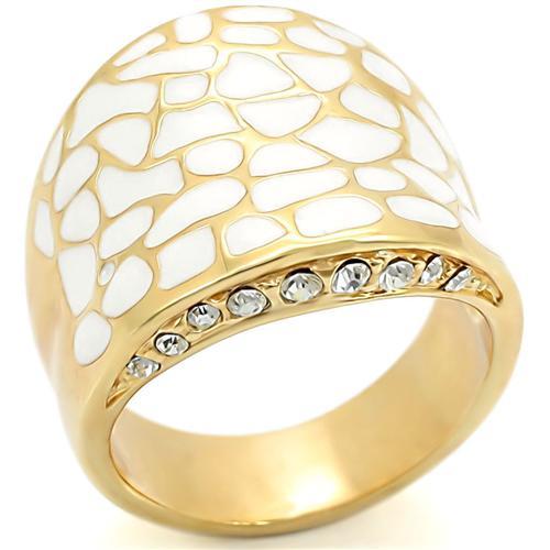 MA0W379 - Gold Brass Ring with Top Grade Crystal  in Clear