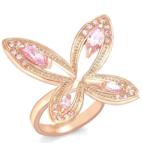 MA0W381 - Rose Gold Brass Ring with AAA Grade CZ  in Rose