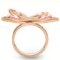 MA0W381 - Rose Gold Brass Ring with AAA Grade CZ  in Rose