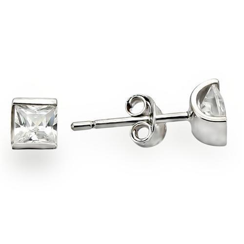 MA0W388 - Rhodium 925 Sterling Silver Earrings with AAA Grade CZ  in Clear