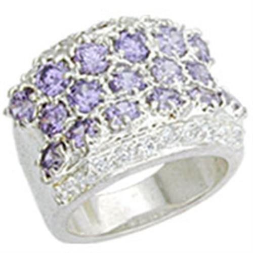 MA12507 - High-Polished 925 Sterling Silver Ring with AAA Grade CZ  in Light Amethyst