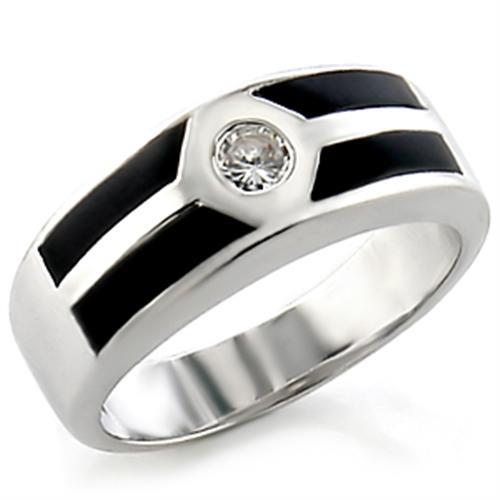 MA14034 - Rhodium Brass Ring with AAA Grade CZ  in Clear