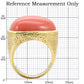 MA1W026 - Gold Brass Ring with Semi-Precious Coral in Rose