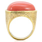 MA1W026 - Gold Brass Ring with Semi-Precious Coral in Rose