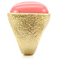 MA1W026 - Gold Brass Ring with Semi-Precious Coral in Rose