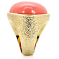 MA1W026 - Gold Brass Ring with Semi-Precious Coral in Rose