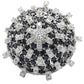 MA1W029 - Rhodium Brass Ring with AAA Grade CZ  in Black Diamond